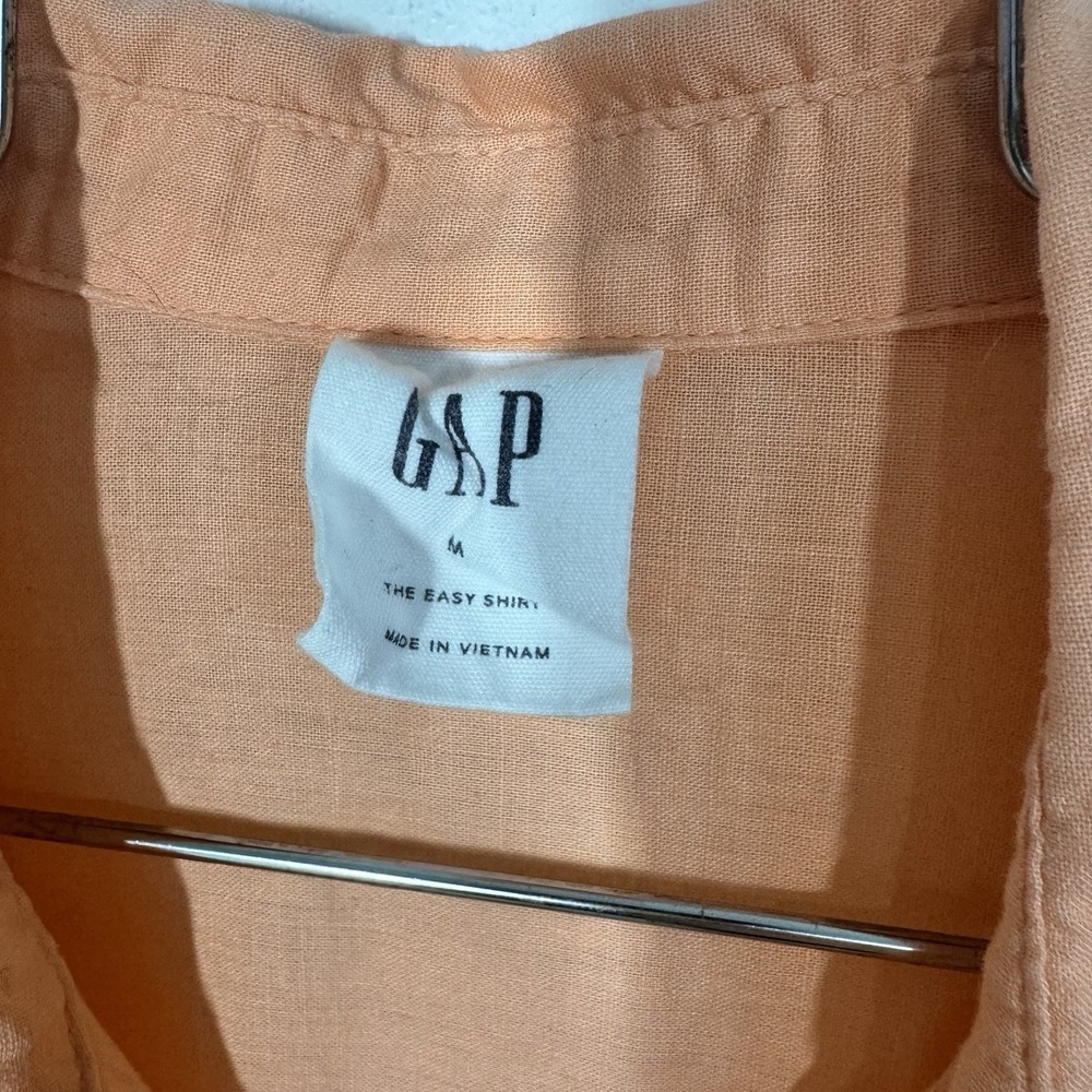 Gap Easy Shirt Orange Linen Blend Long Sleeve Button Up Shirt Women's M Coastal - Picture 5 of 9